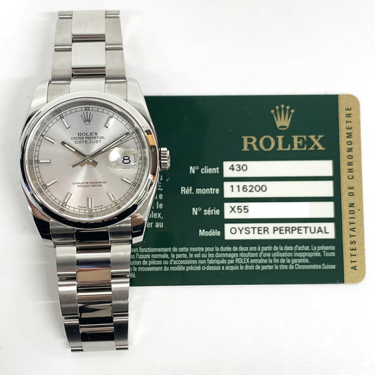 Rolex Datejust 36mm Silver Dial 116200