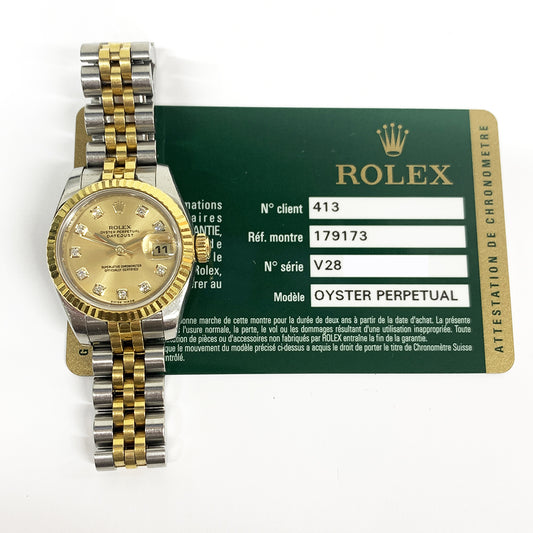 Rolex Lady-Datejust Champagne Diamond Dial 179173