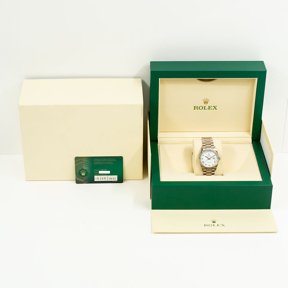 Rolex Day-Date 36mm White Roman Dial 128239A (2021)