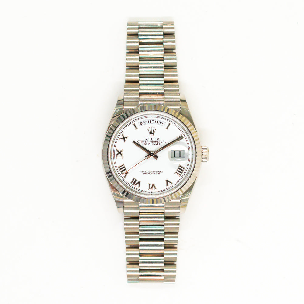 Rolex Day-Date 36mm White Roman Dial 128239A (2021)