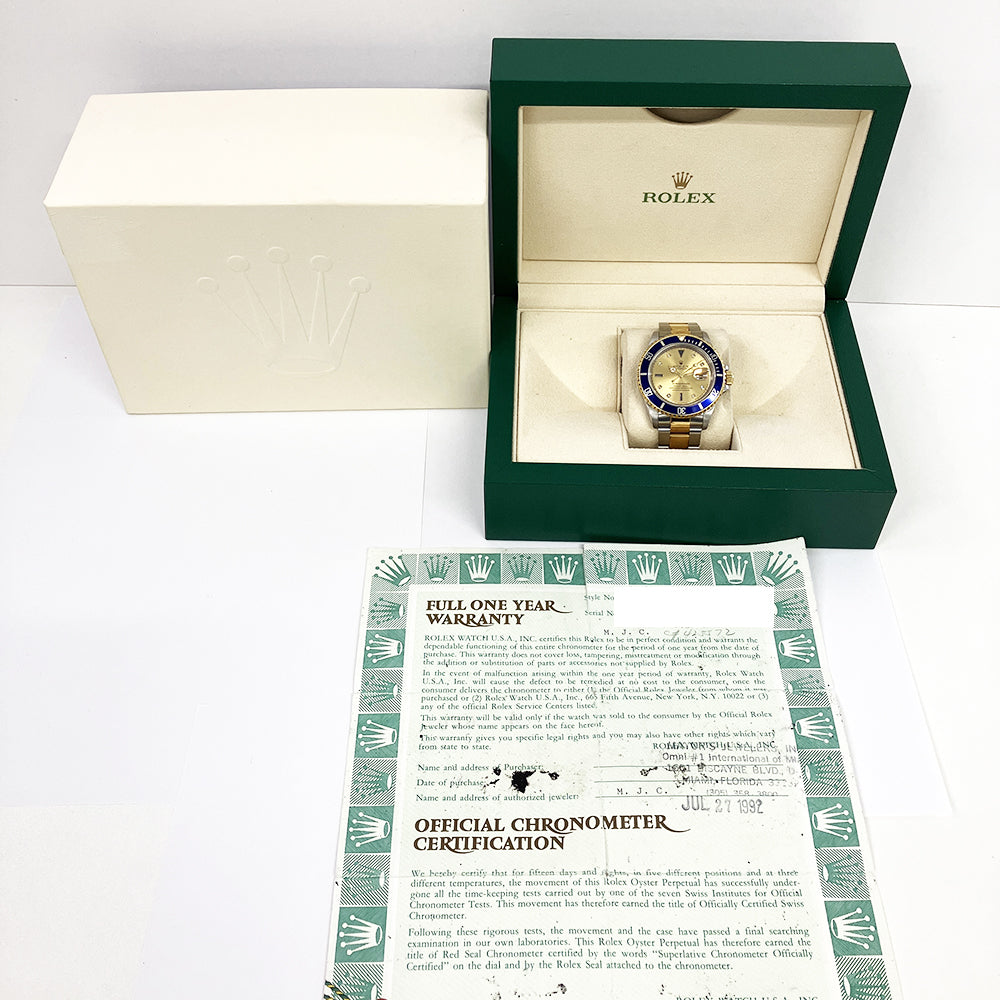 Rolex Submariber Date 40mm Champagne Diamond Dial 16613SG (1992)