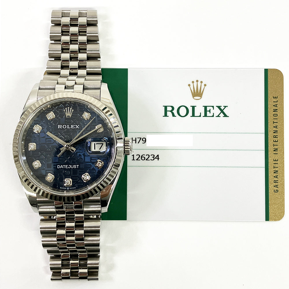 Rolex Datejust 36mm Blue Jubilee Diamond Dial 126234 (2019)