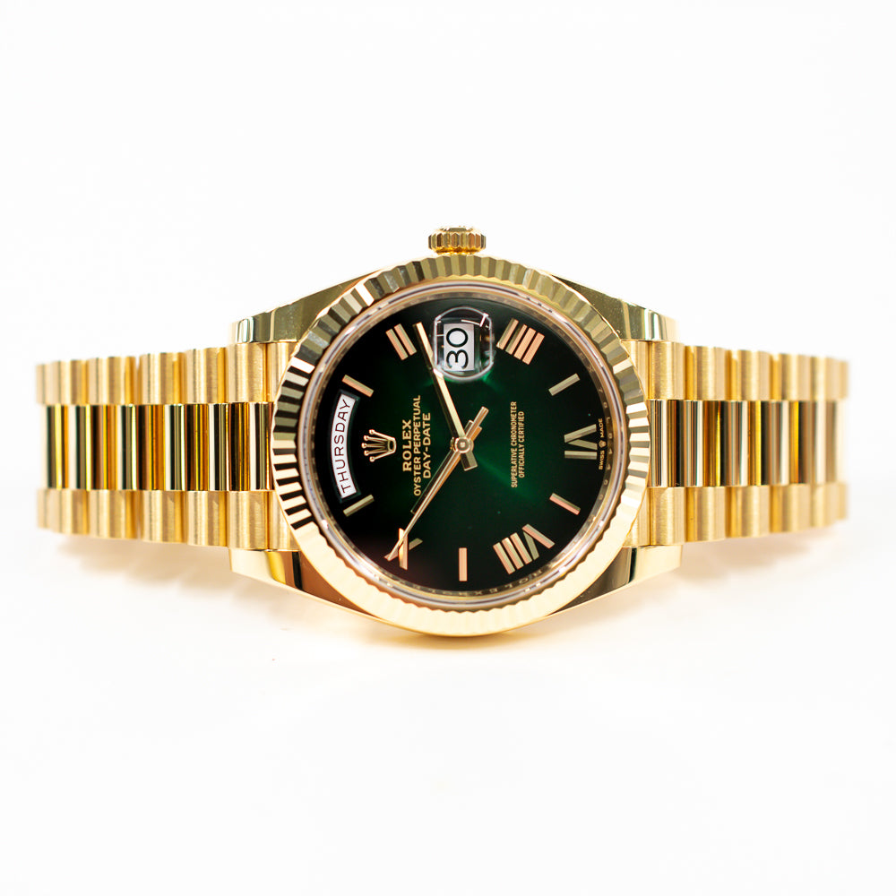 Rolex Day-Date 40mm Green Ombre Roman Dial 228238 (2025)
