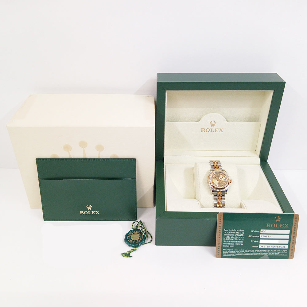 Rolex Lady Datejust 26mm Champagne Sunbeam Roman Dial 179173 (2008)