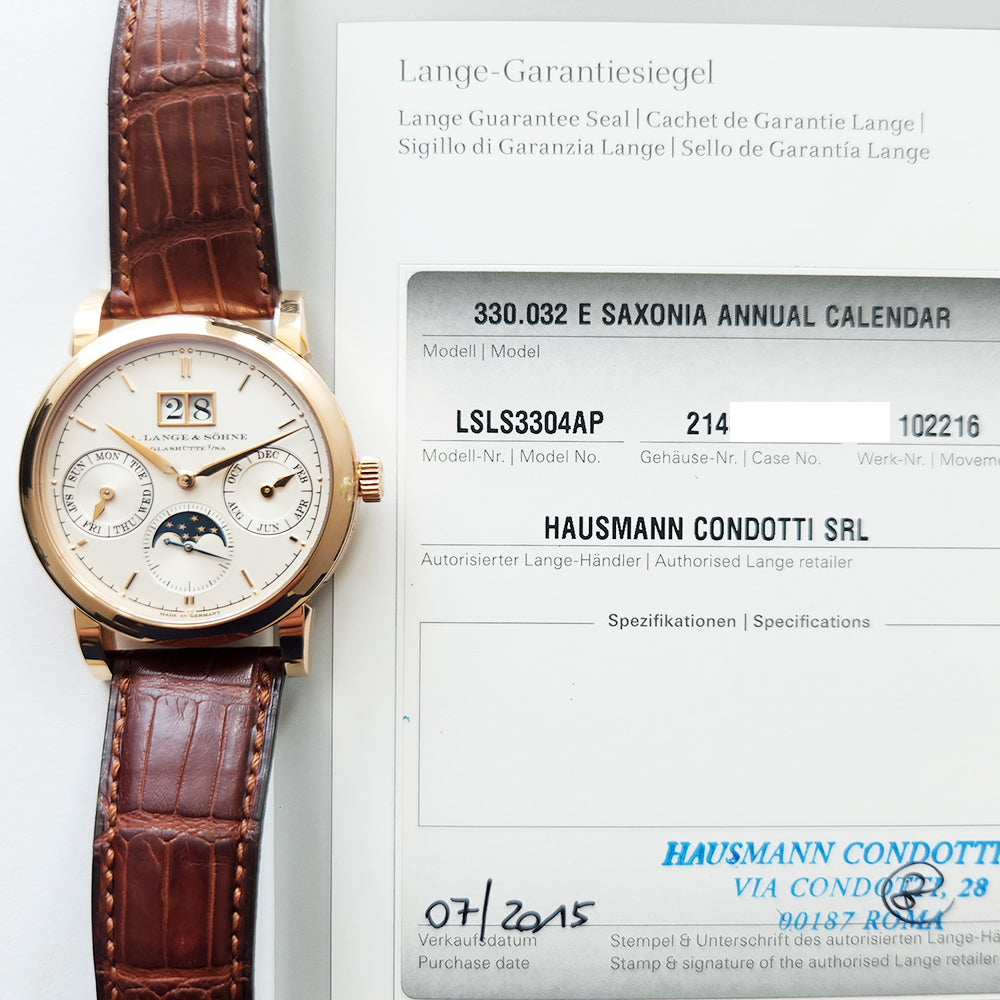 Saxonia Annual Calendar 38.5mm Rose Gold Automatic 330.032 (2015)