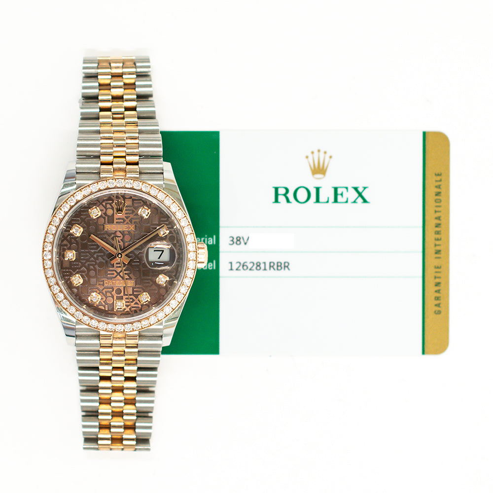 Rolex Datejust 36mm Chocolate Jubilee Diamond Dial 126281RBR (2018)