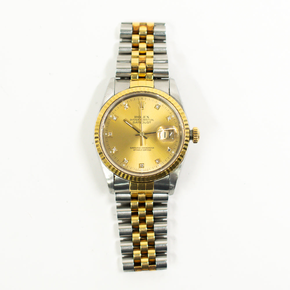 Rolex Datejust 36mm Champagne Diamond Dial 16233G
