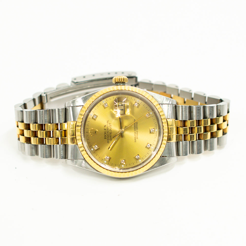 Rolex Datejust 36mm Champagne Diamond Dial 16233G