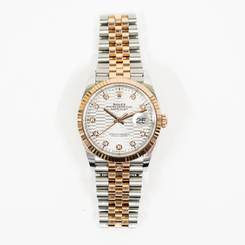 Rolex Datejust 36mm Silver Fluted Diamond Dial 126231G (2023)
