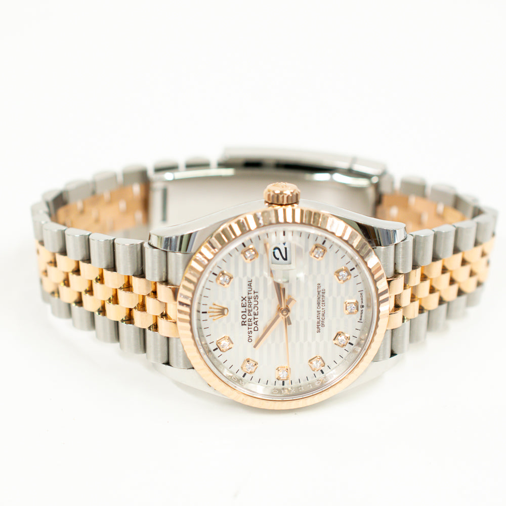 Rolex Datejust 36mm Silver Fluted Diamond Dial 126231G (2023)