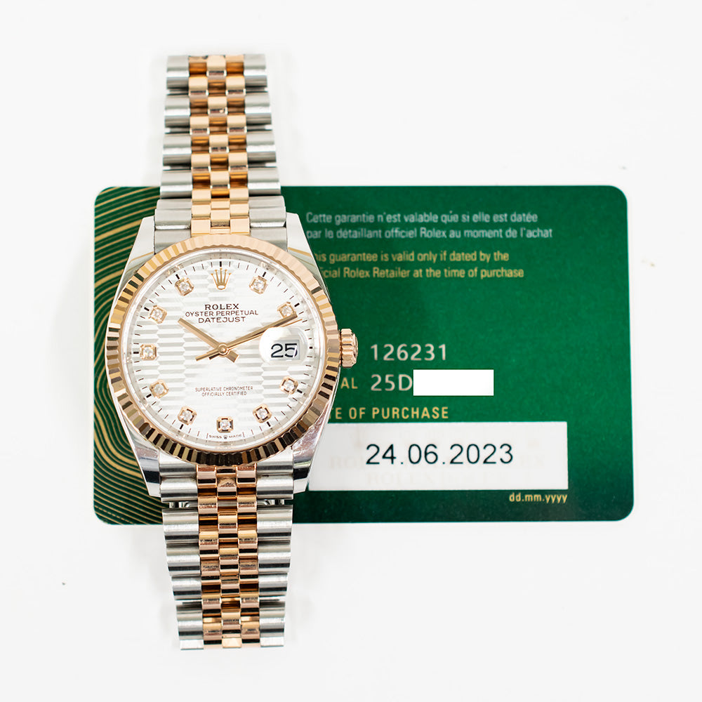 Rolex Datejust 36mm Silver Fluted Diamond Dial 126231G (2023)