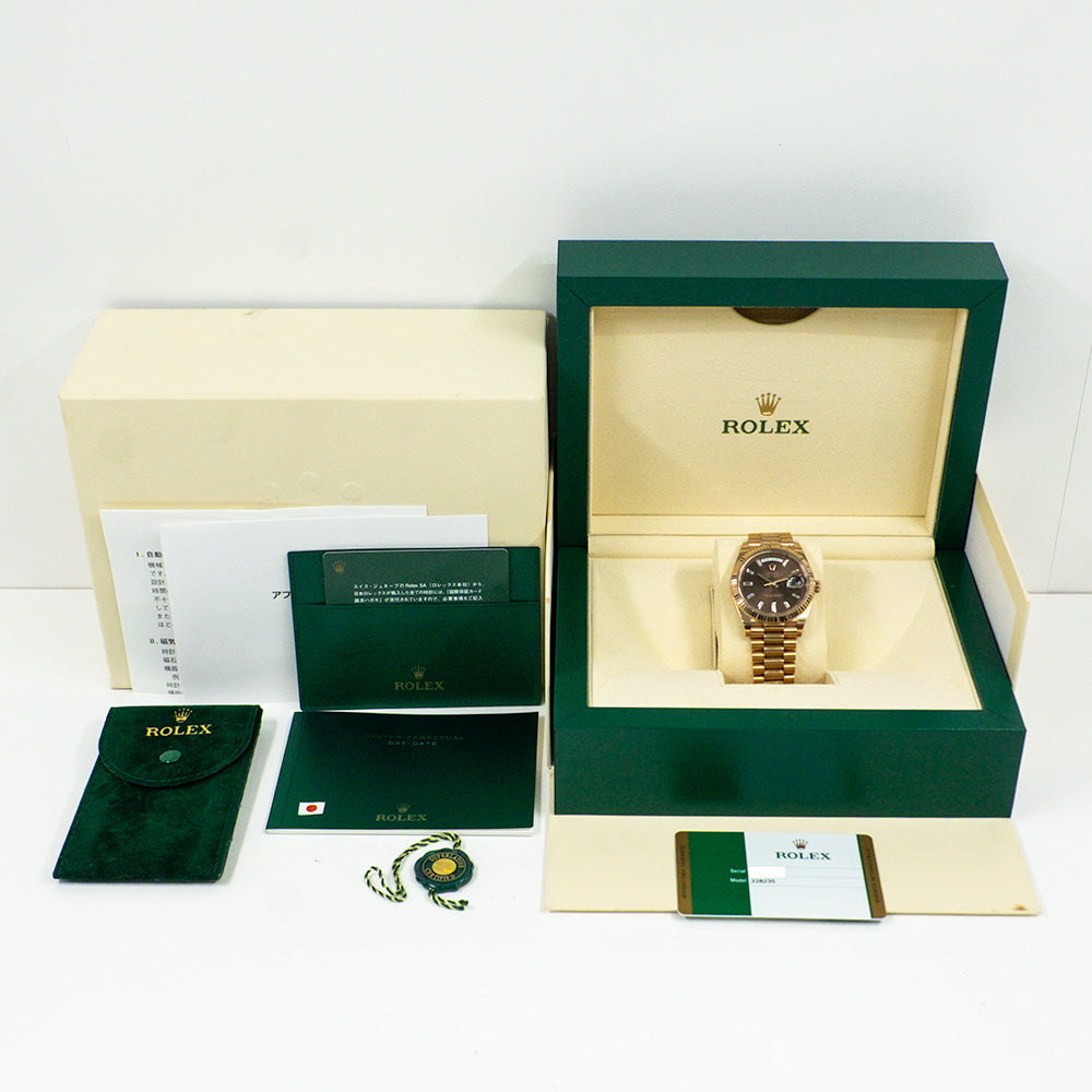 Rolex Day-Date 40mm Chocolate Diamond Dial 228235 (2017)