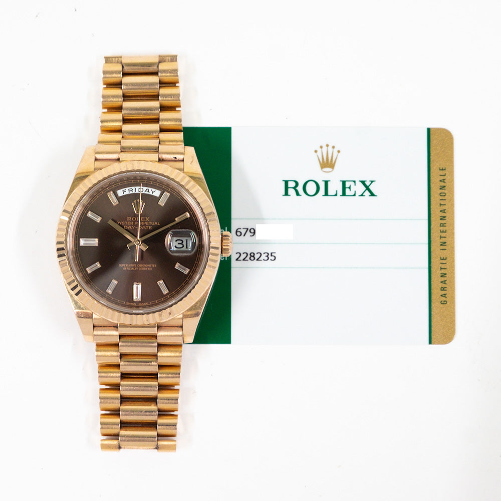 Rolex Day-Date 40mm Chocolate Diamond Dial 228235 (2017)