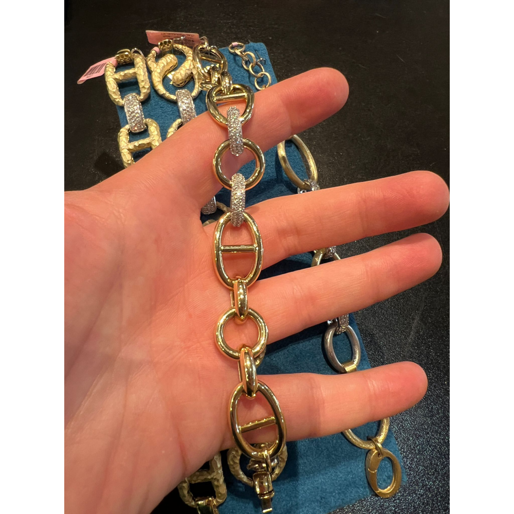 Ladies Gold and Diamond Chain Bracelet