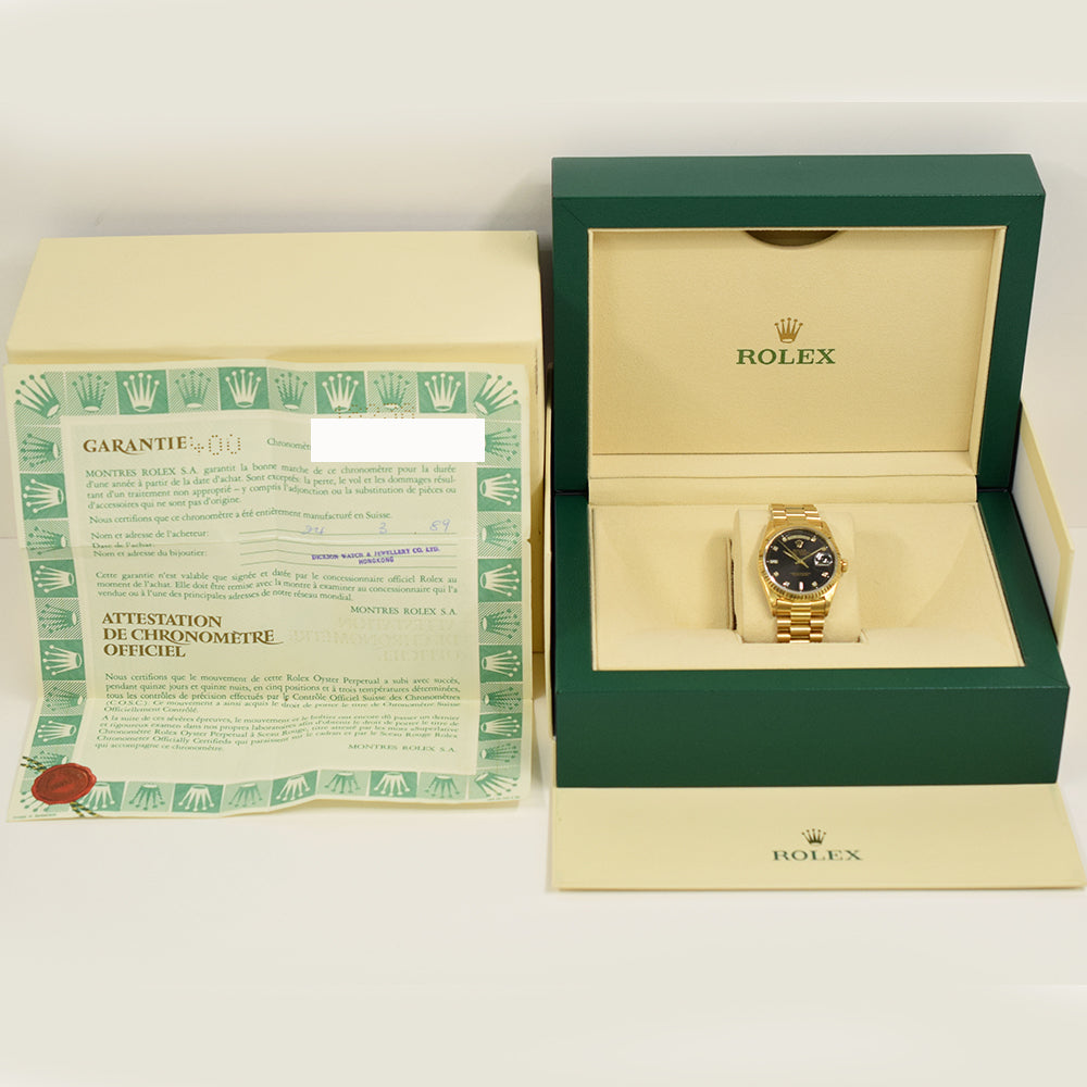 Rolex Day-Date 36mm Black Diamond 18238A (1989)