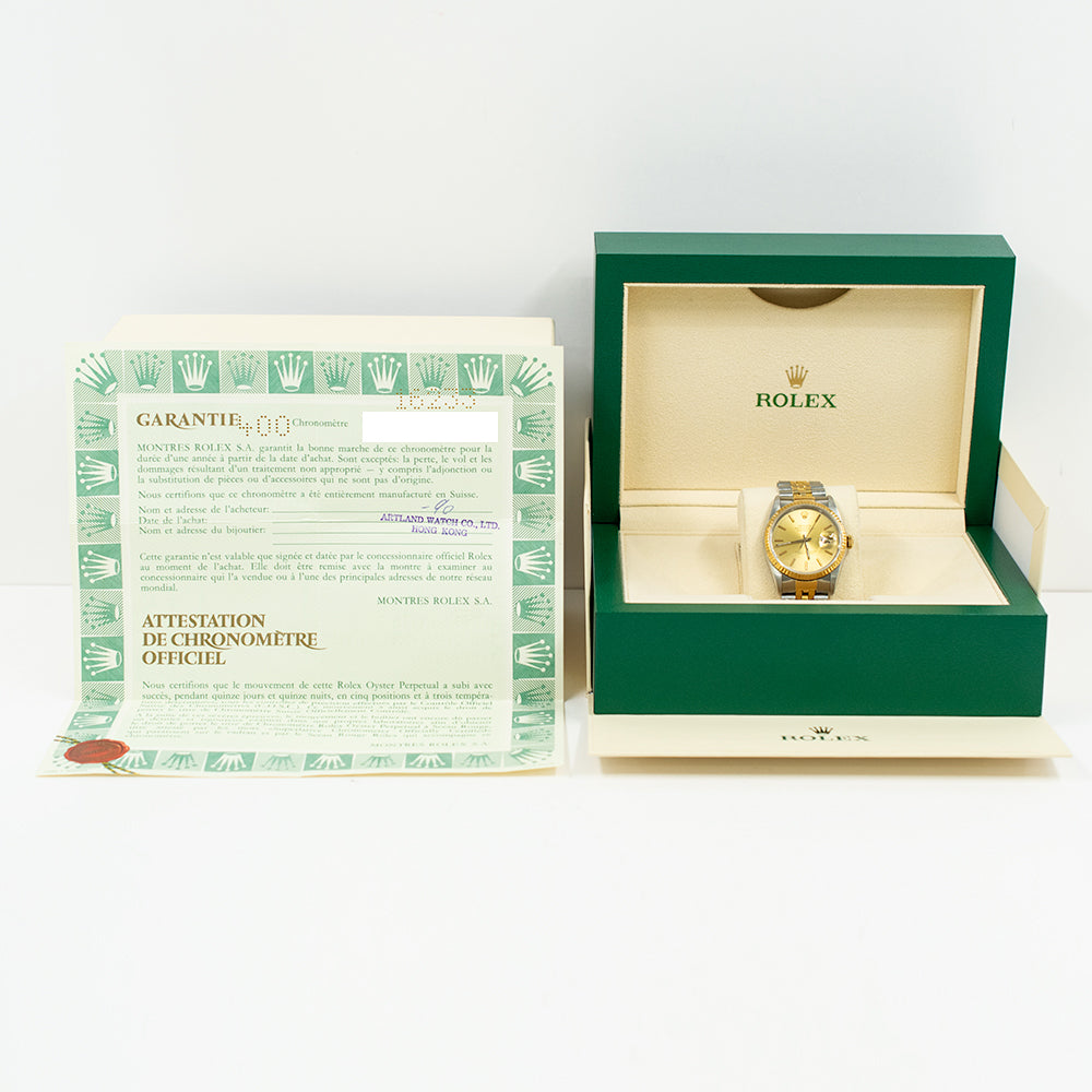 Rolex Perpetual Datejust Champagne Dial 16233