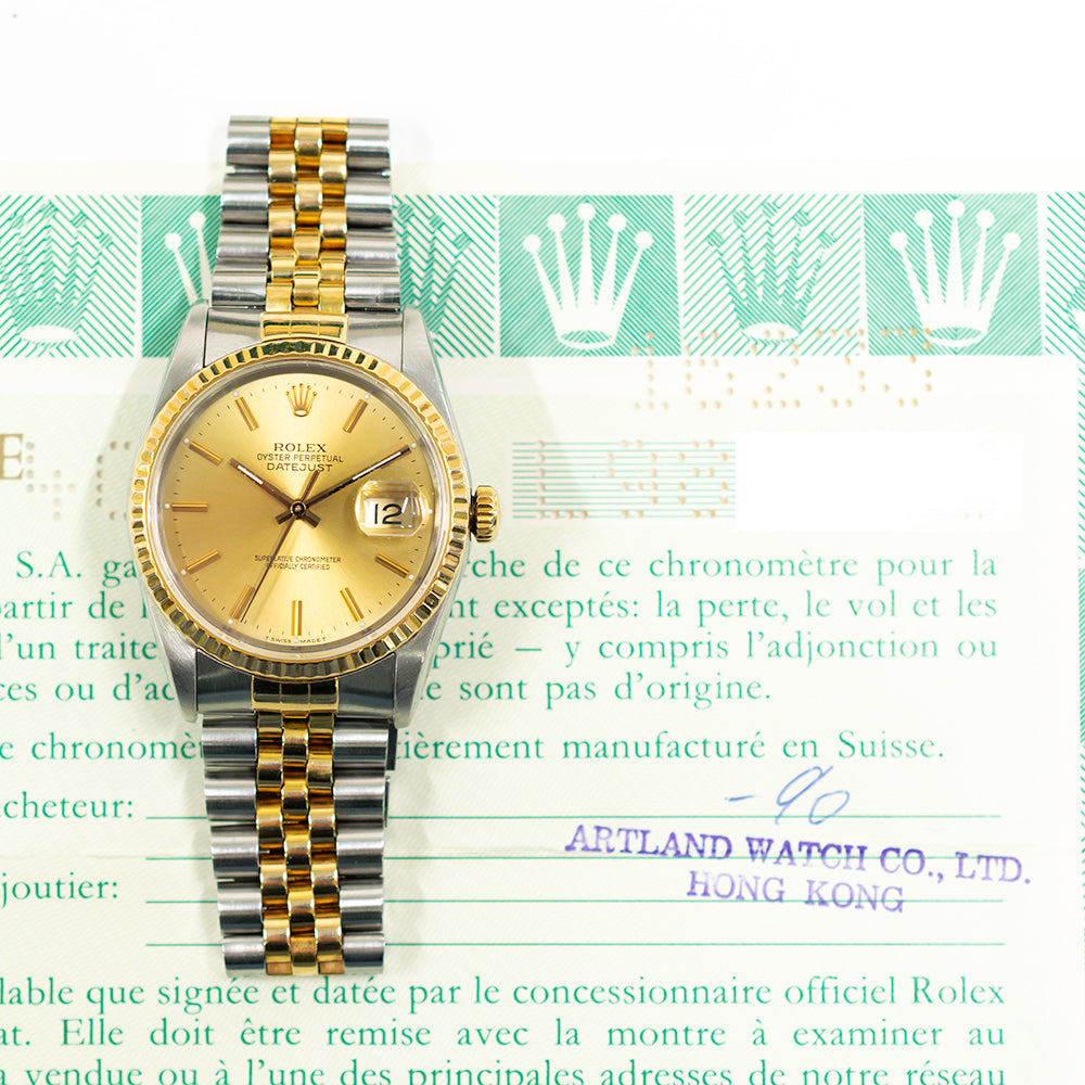 Rolex Perpetual Datejust Champagne Dial 16233