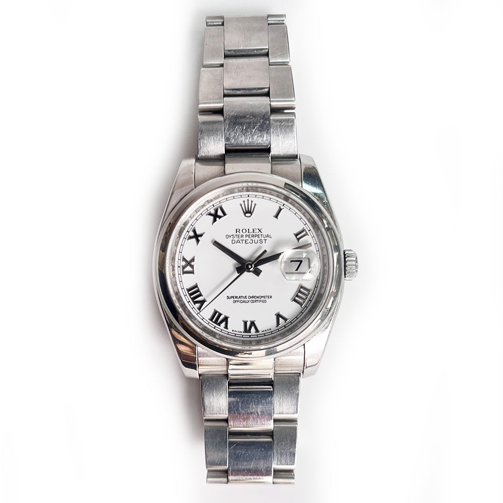 Rolex Datejust 36mm White Roman Dial 116200 (2009)