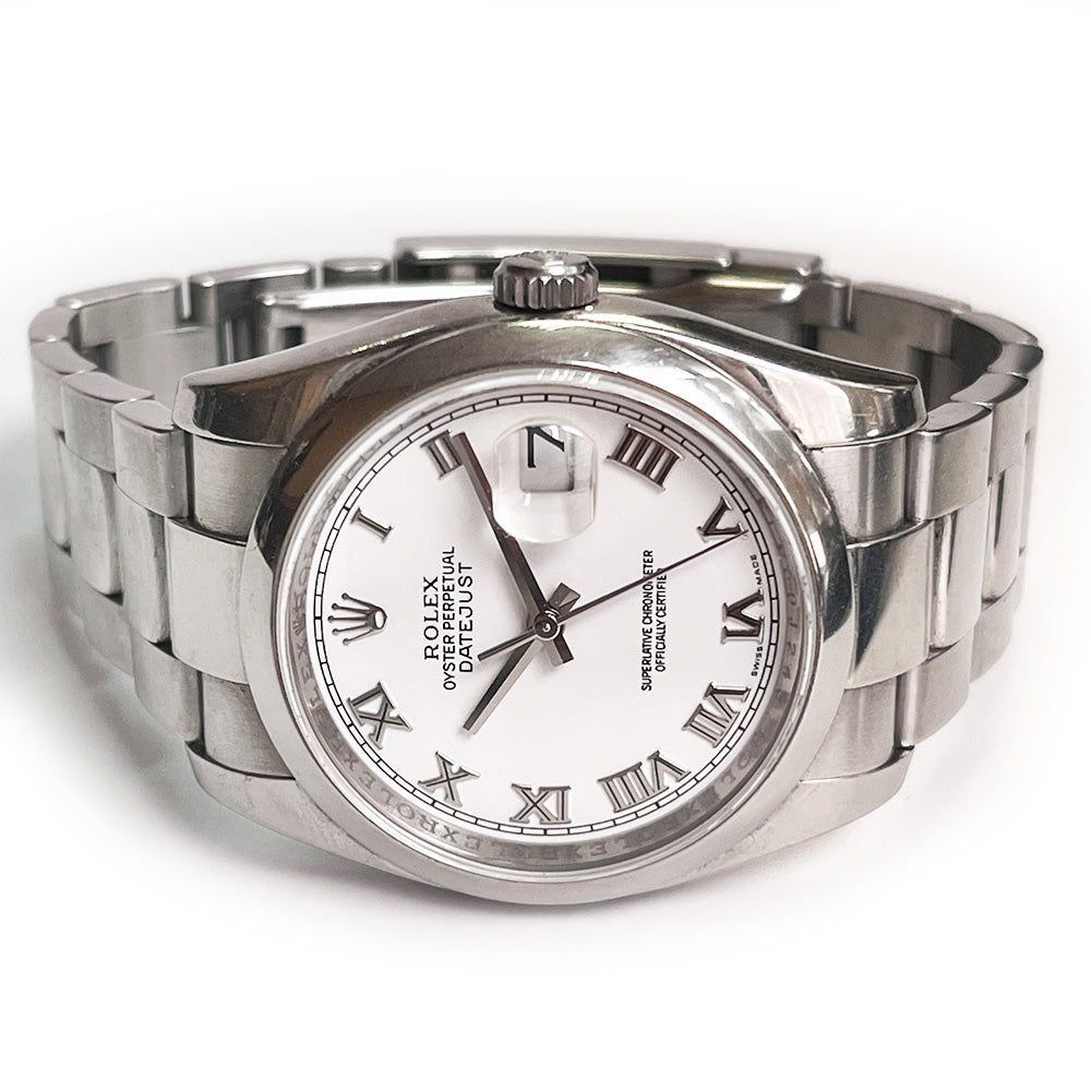 Rolex Datejust 36mm White Roman Dial 116200 (2009)