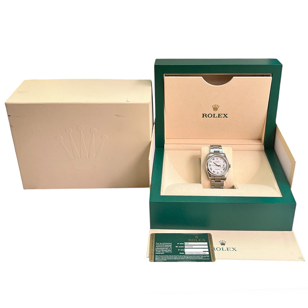 Rolex Datejust 36mm White Roman Dial 116200 (2009)