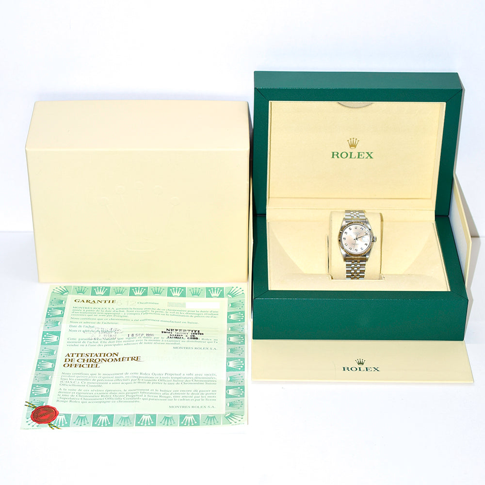 Rolex Datejust 36mm Silver Diamond Dial 16234 (1996)