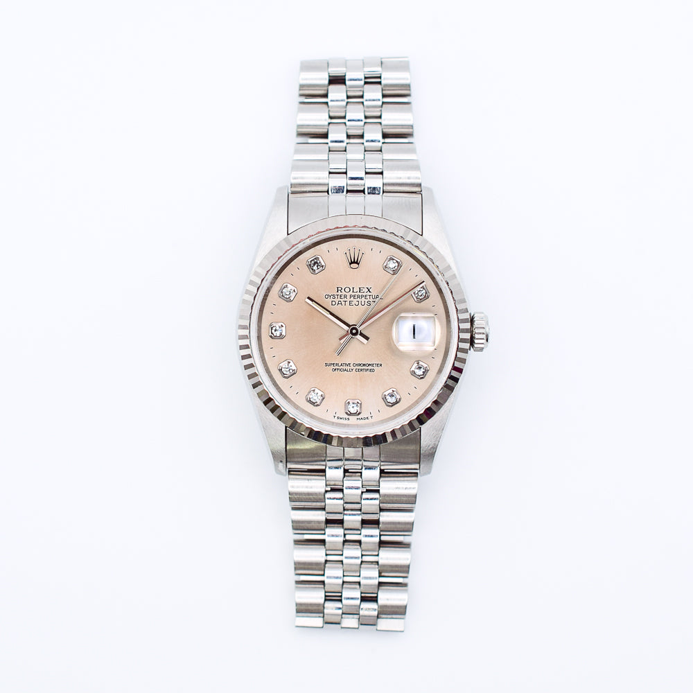 Rolex Datejust 36mm Silver Diamond Dial 16234 (1996)