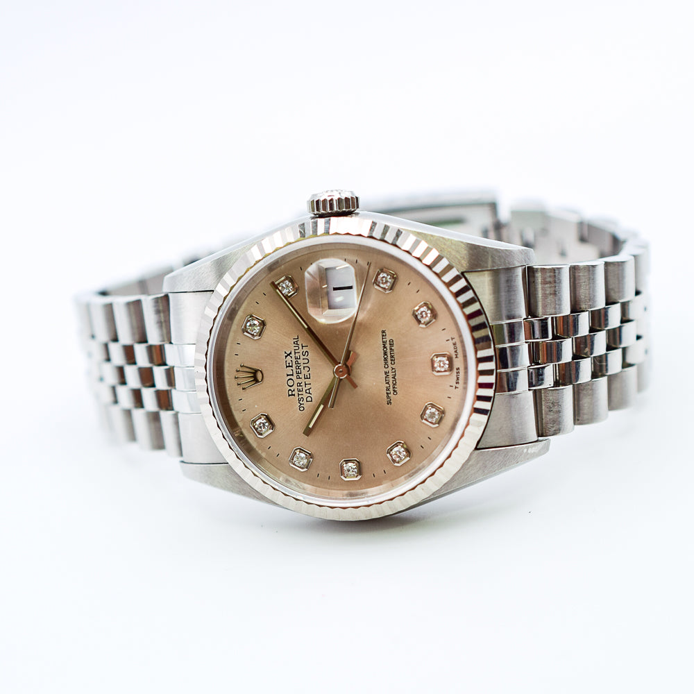 Rolex Datejust 36mm Silver Diamond Dial 16234 (1996)