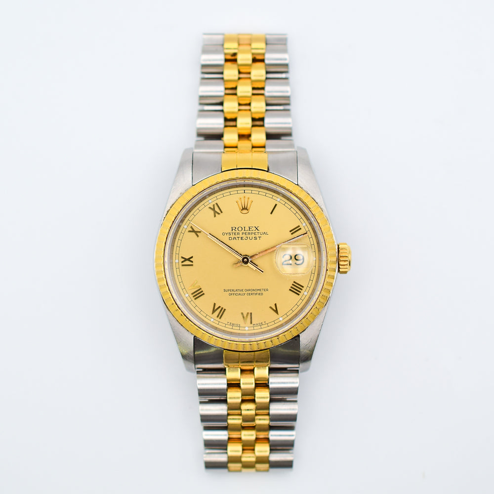 Rolex Oyster Perpetual Datejust Champagne Roman Dial 16233 (1990)