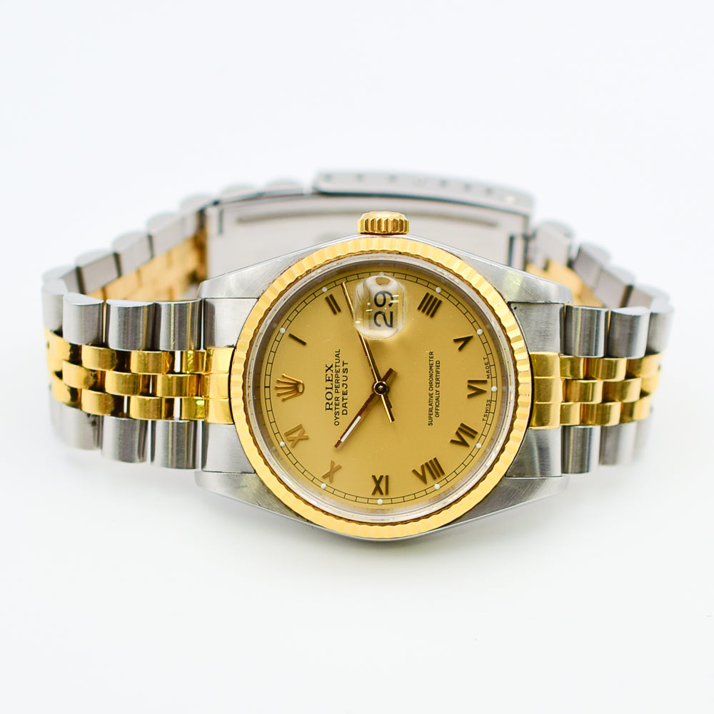 Rolex Oyster Perpetual Datejust Champagne Roman Dial 16233 (1990)