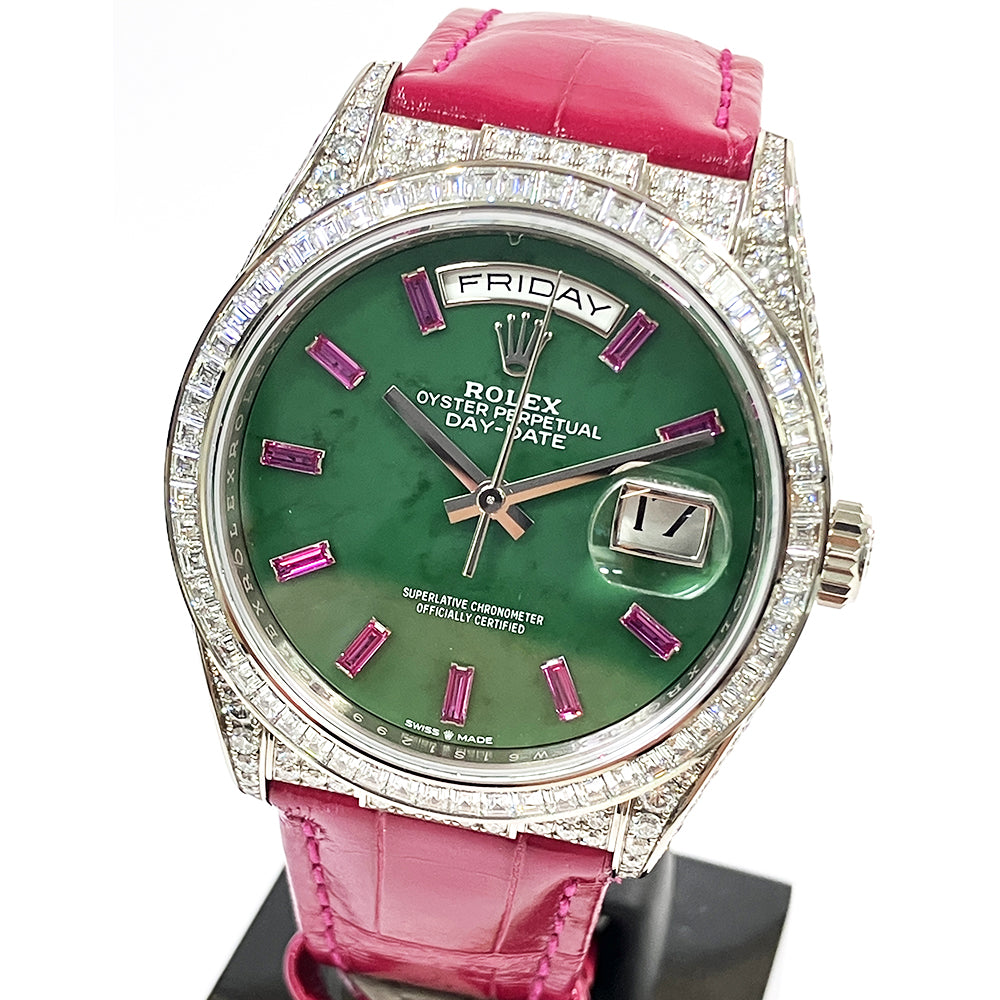 Rolex Day-Date 36mm Jade Ruby Diamond Dial 128459TBR (2022)