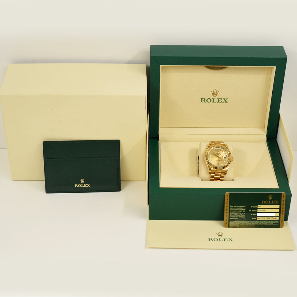 Rolex Day-Date II Champagne Diamond Dial 218238A