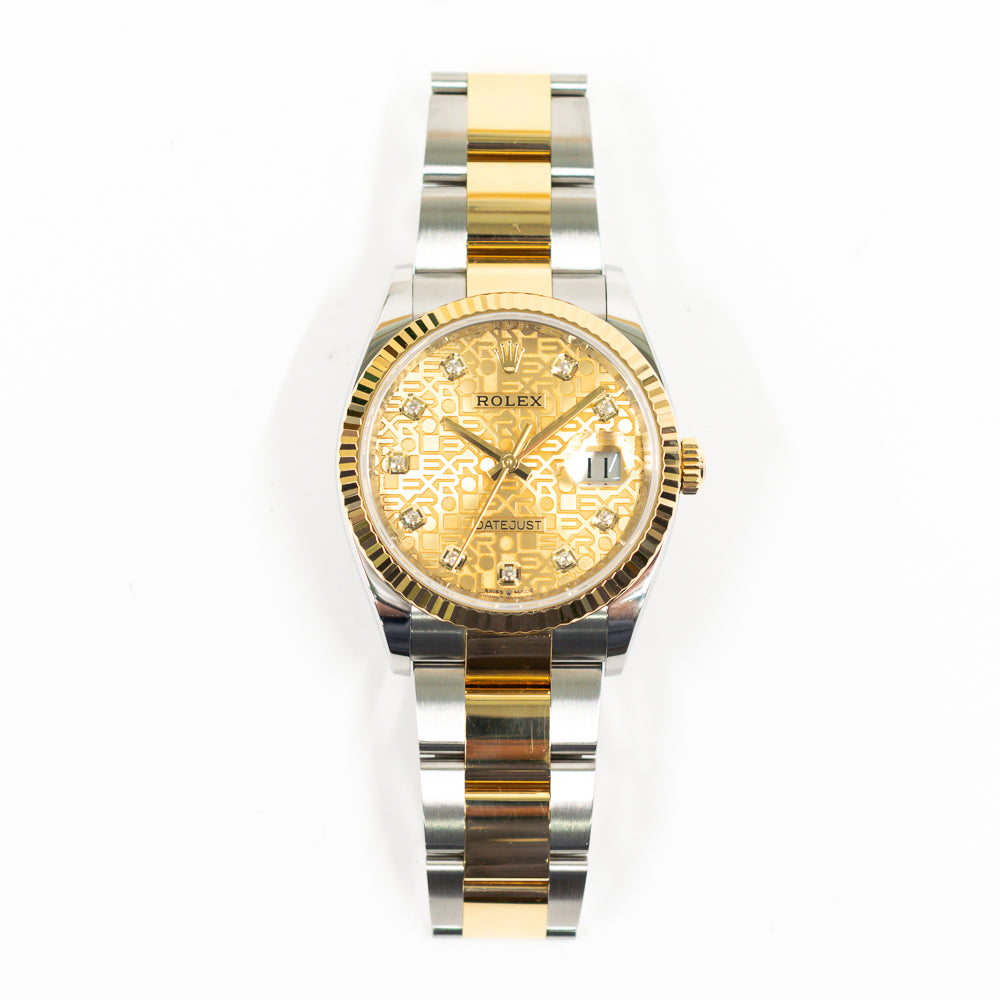 Rolex Datejust 36mm Champagne Jubilee Diamond Dial 126233 (2019)