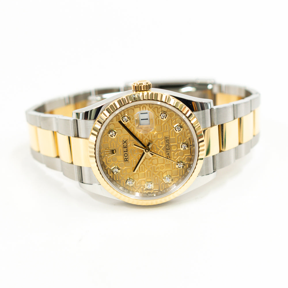 Rolex Datejust 36mm Champagne Jubilee Diamond Dial 126233 (2019)