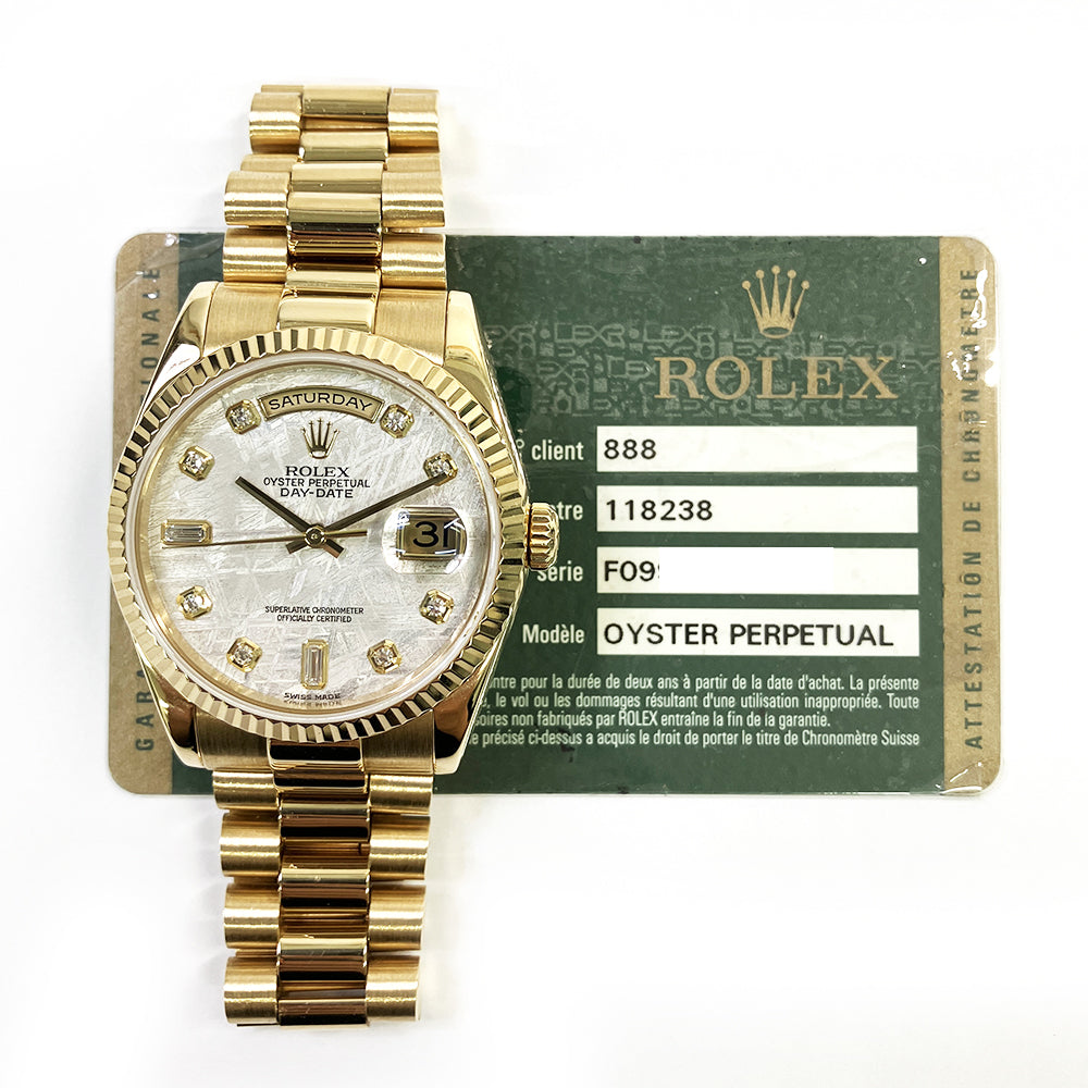 Rolex Day-Date 36mm Meteorite Diamond Dial 118238 (2009)