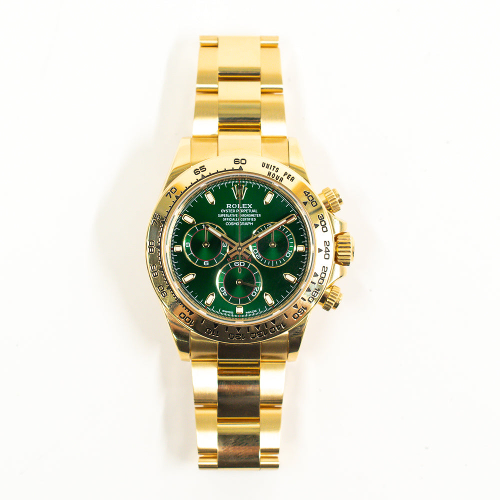 Rolex Daytona Yellow Gold Green Dial 116508 (2018)