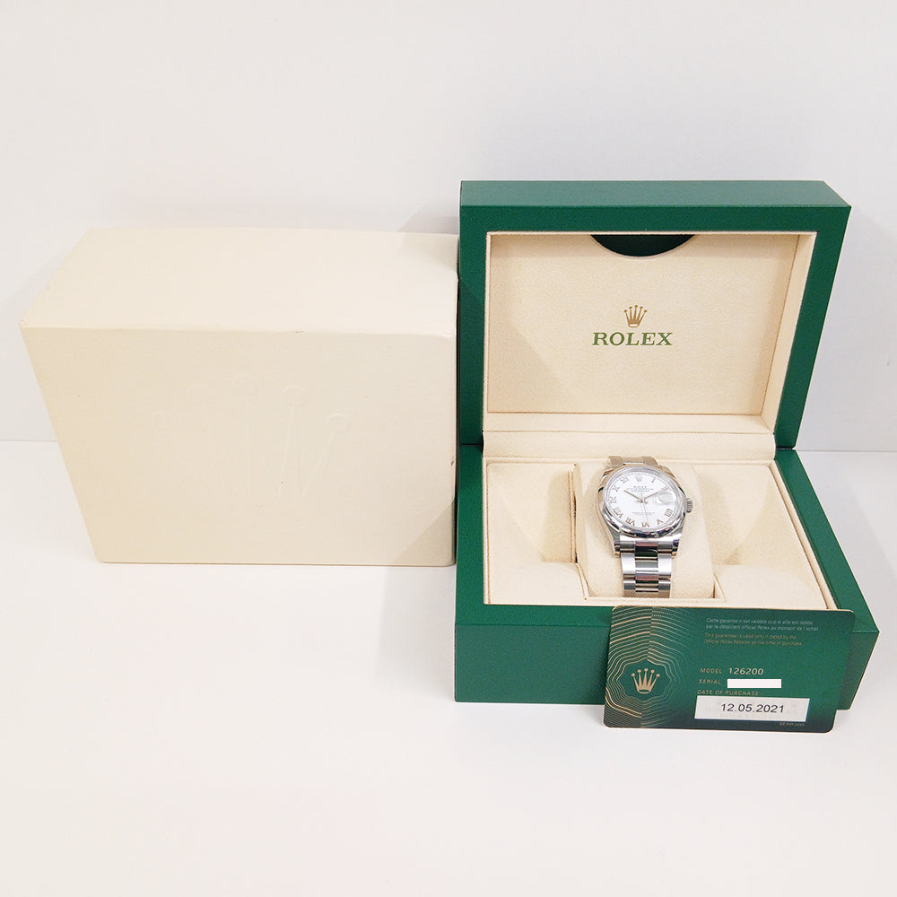 Rolex Datejust 36mm White Roman Dial 126200 (2021)