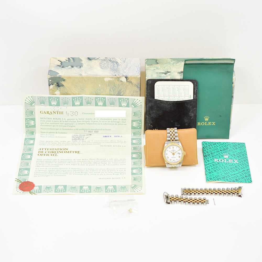 Rolex Datejust 36mm White Roman Dial 16233 (1990)