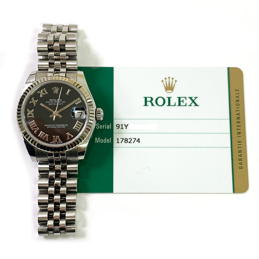 Rolex Datejust 31mm Black Roman Dial 178274