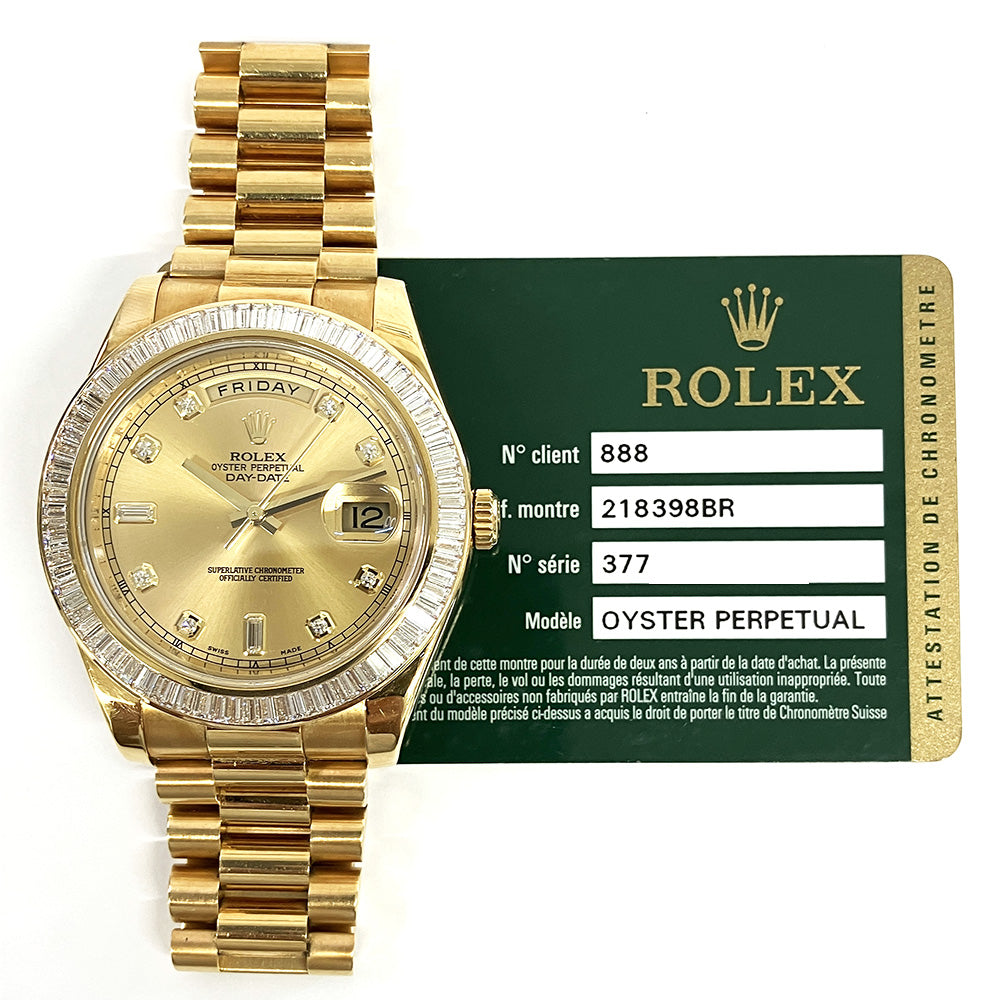 Rolex Day-Date II 41mm Champagne Diamond Dial 218398BR (2014)