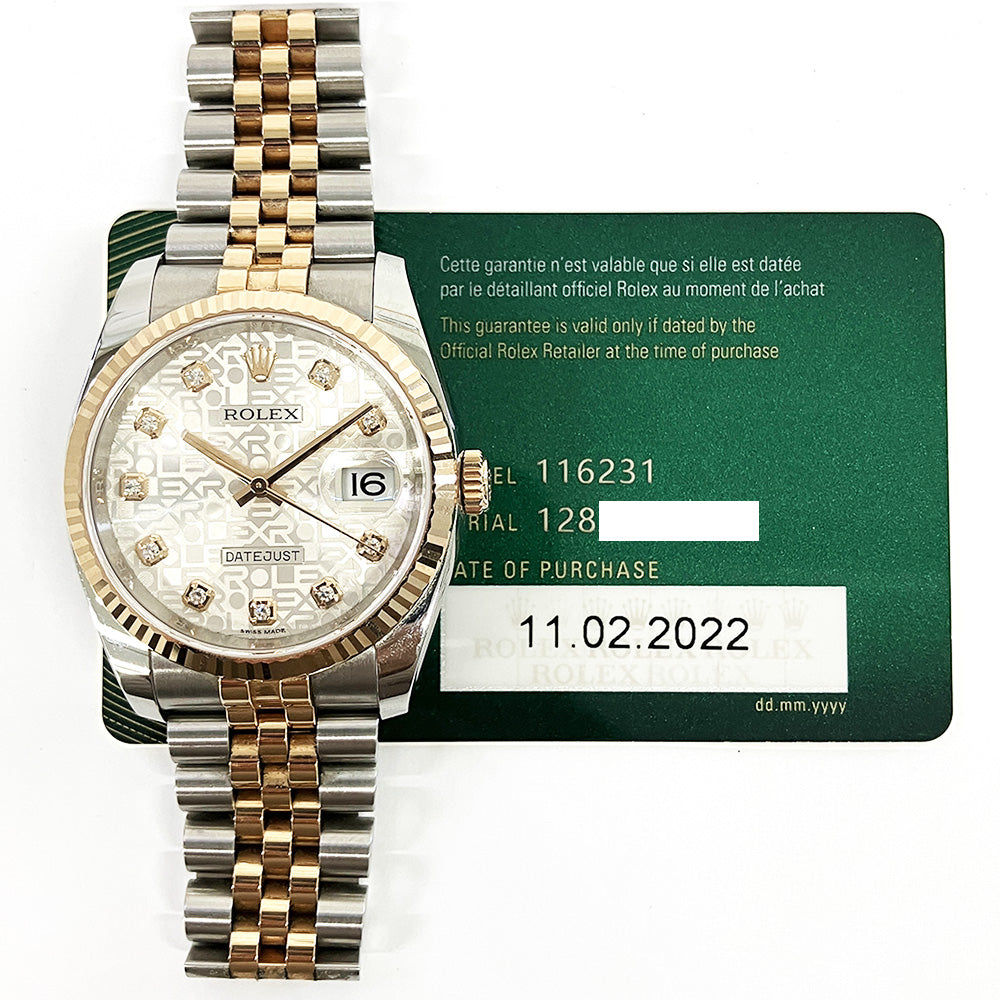 Rolex Datejust 36mm Silver Jubilee Diamond Dial 116231 (2022)