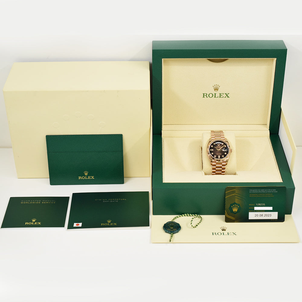 Rolex Day-Date 36mm Brown Ombre Diamond Dial 128235 (2023)