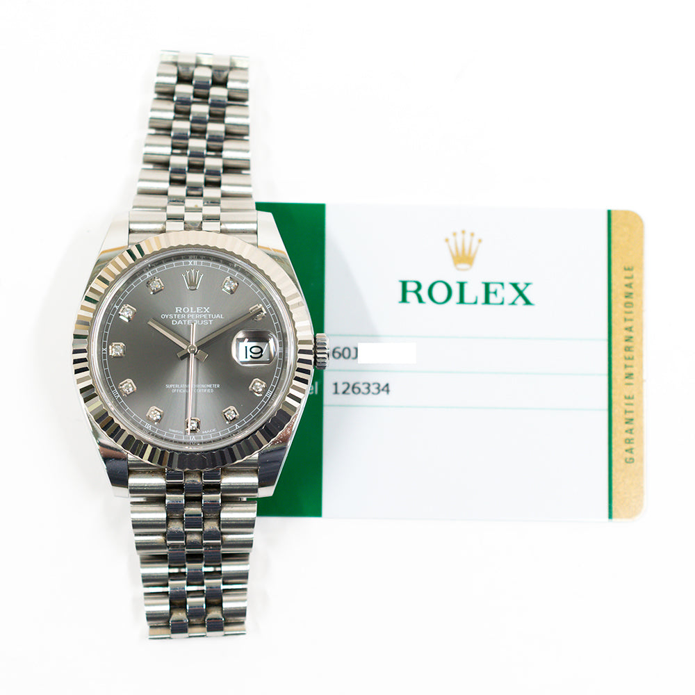 Rolex Datejust 41mm Slate Diamond Dial 126334 (2018)