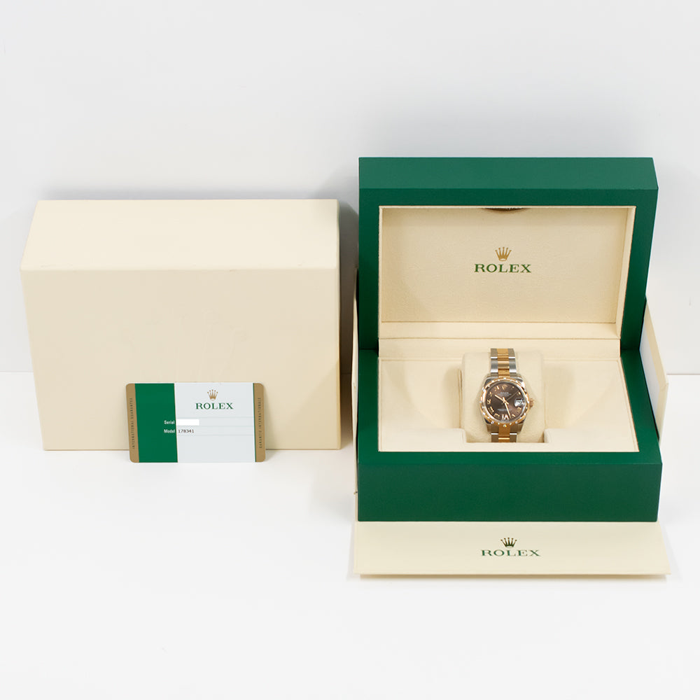 Rolex Datejust 31mm Chocolate "VI" Diamond Dial 178341 (2017)