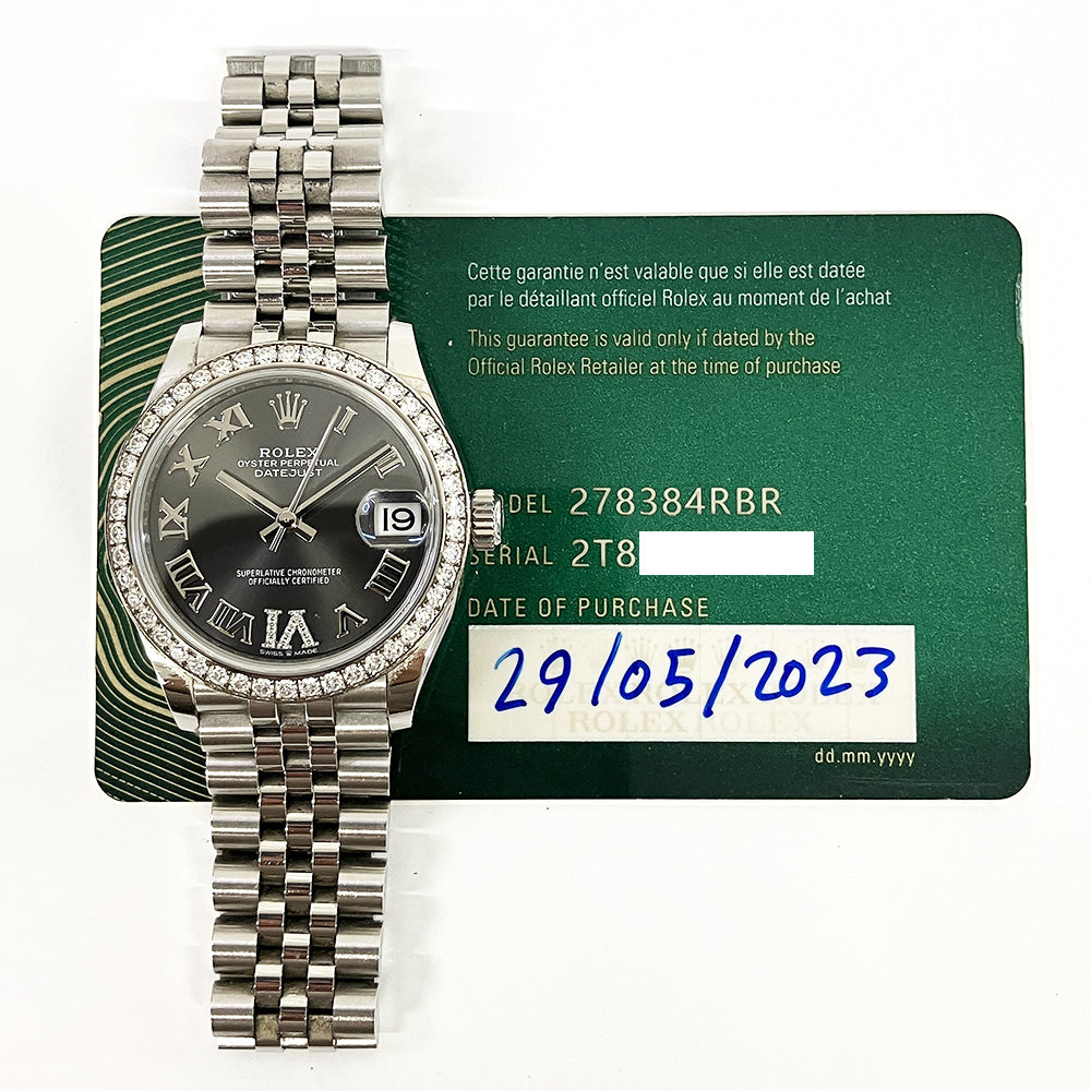Rolex Datejust 31mm Dark Grey “VI” Diamond Dial Jubilee 278384RBR