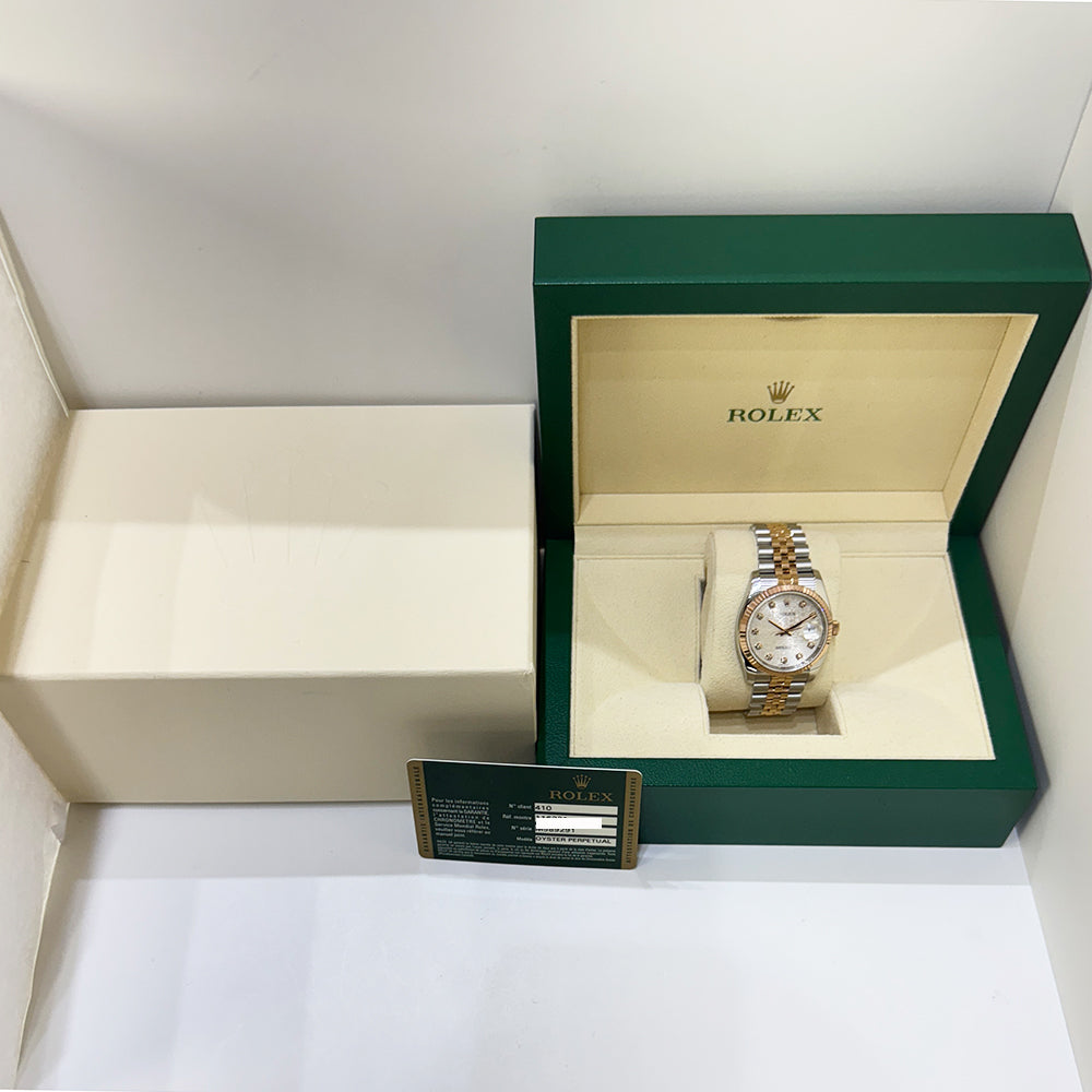 Rolex Datejust 36mm Silver Jubilee Diamond Dial 116231G (2008)