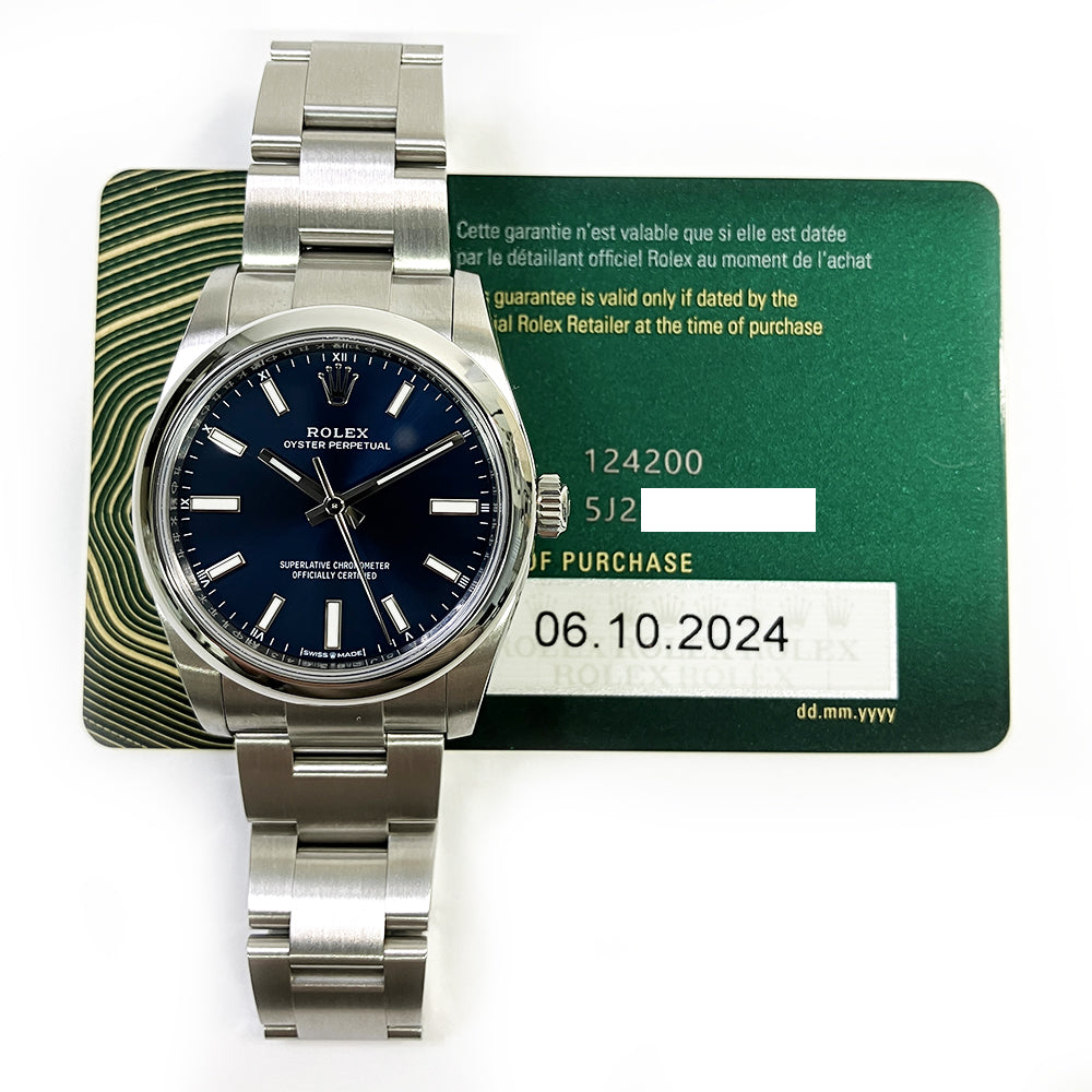 Rolex Oyster Perpetual 34mm Blue Dial 124200 (2024)