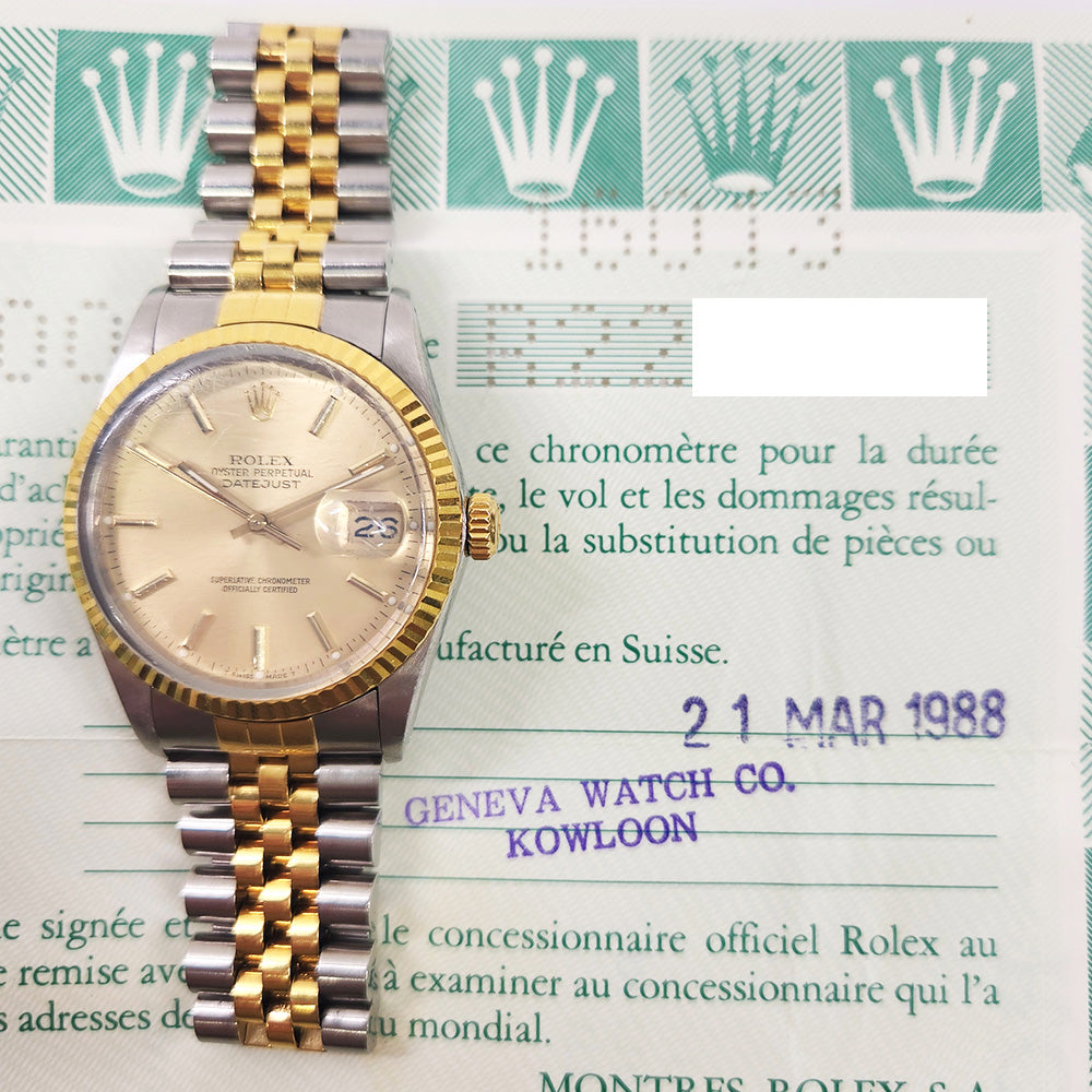 Rolex Datejust 36mm Champagne Dial 16013 (1988)