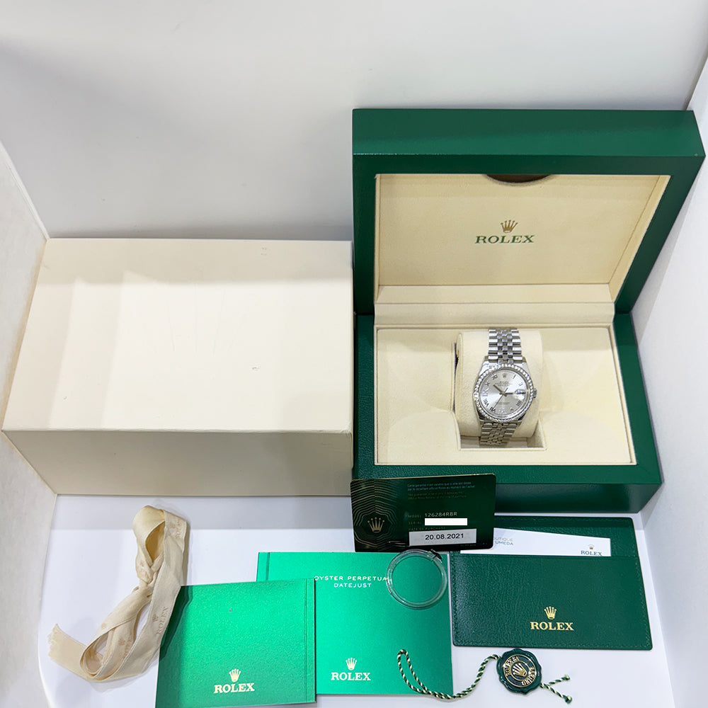Rolex Datejust 36mm Silver "VI"&"IX" Diamond Dial 126284RBR (2021)