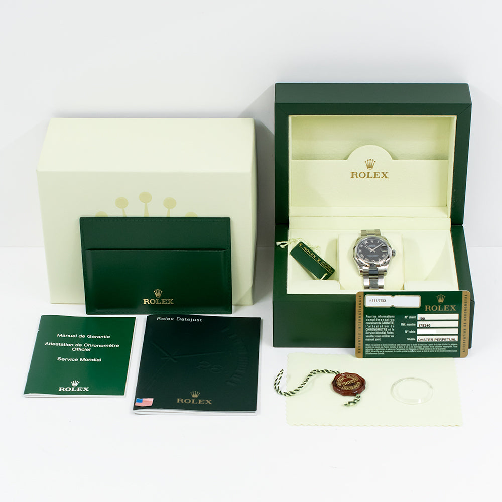 Rolex Datejust 31mm Black Roman Dial 178240 (2009)