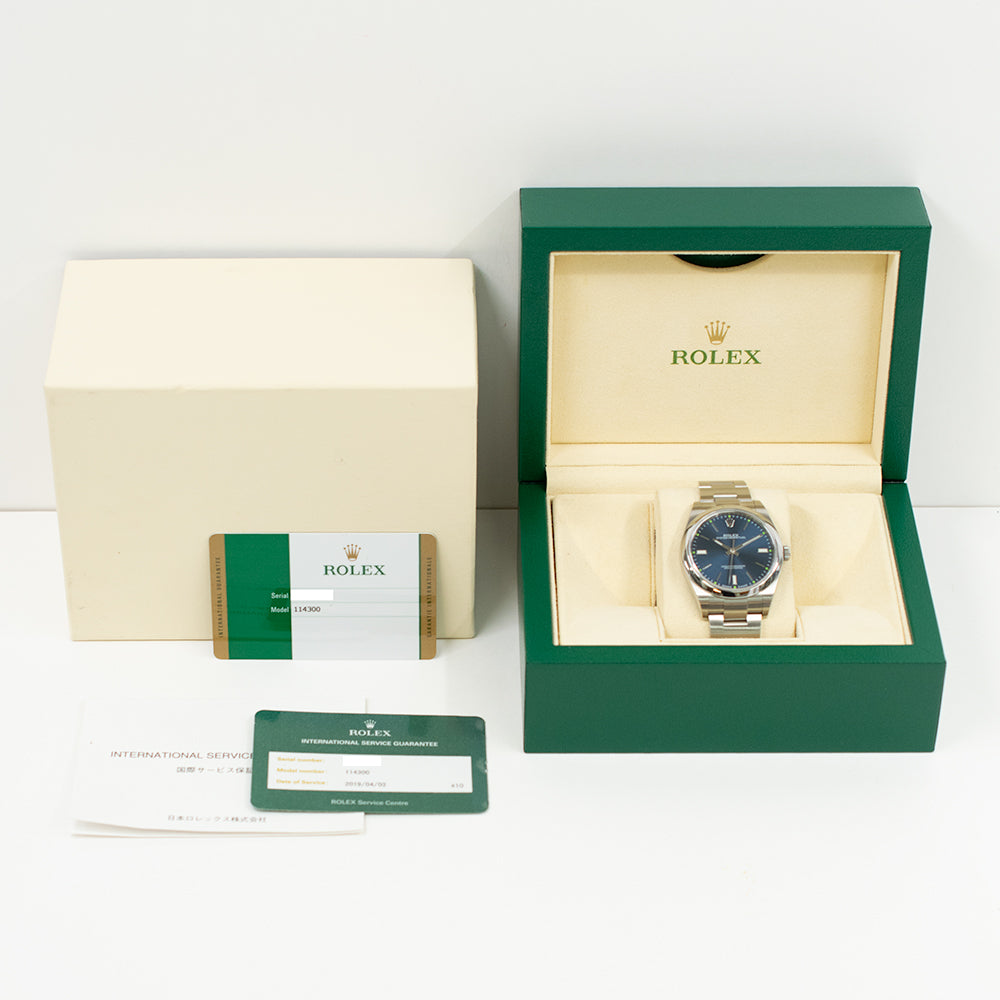 Rolex Oyster Perpetual 39mm Blue Dial 114300 (2018)